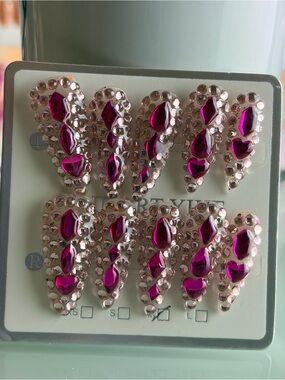 Fuchsia Crystal Jewelry Accents almond Long Medium